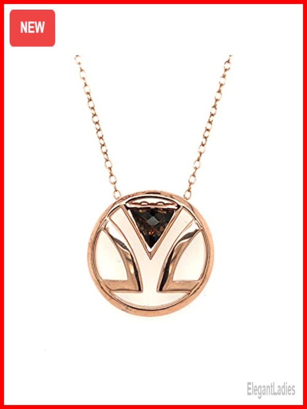 3/4 Carat Smoky Quartz Pendant Necklace 14K Gold Plated Sterling Silver